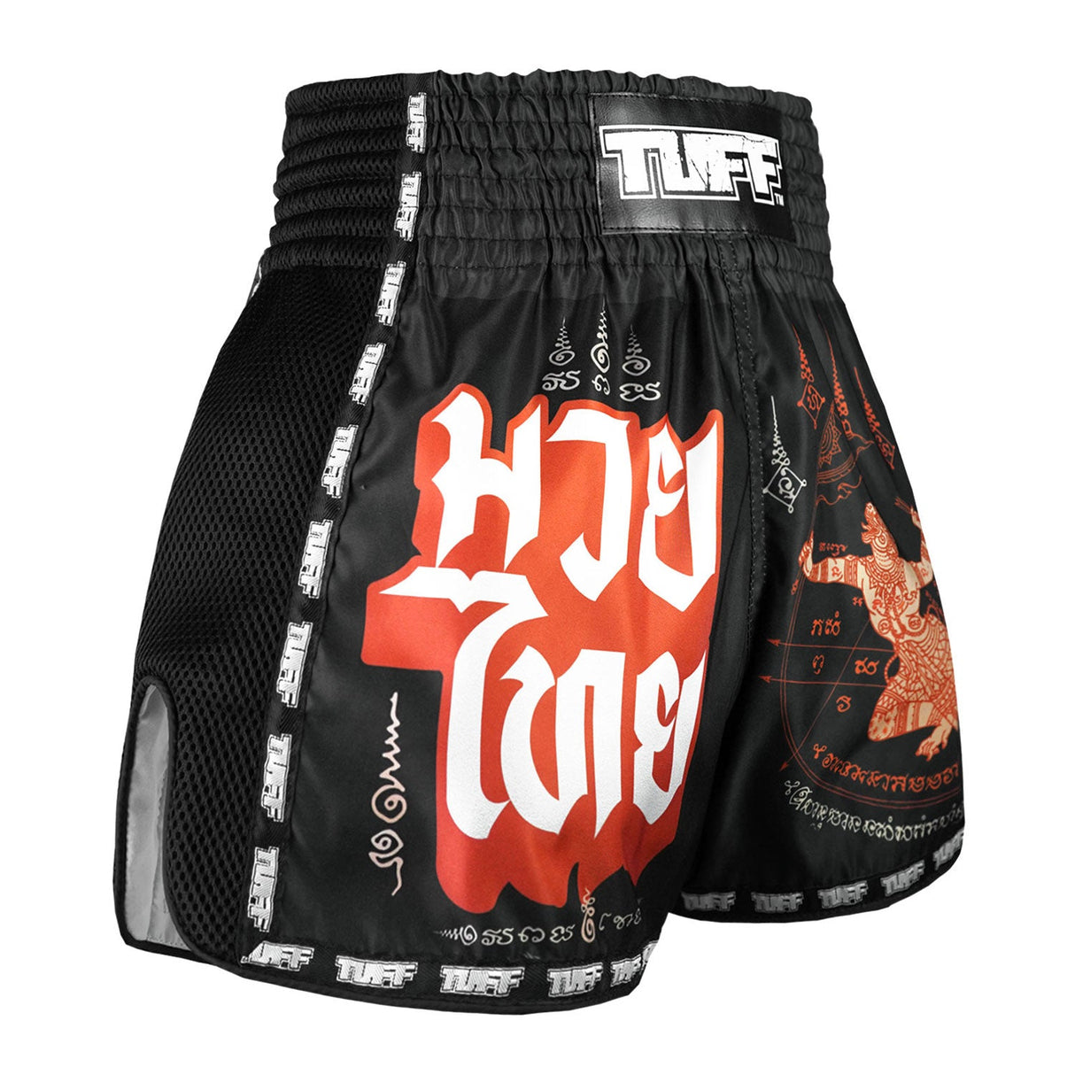 MSC102 TUFF Muaythai Shorts Retro Style Hanuman Flying Raising The Flag