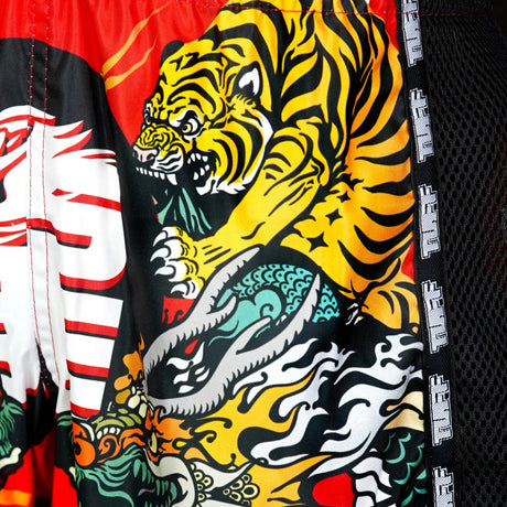 MSC113 TUFF Muaythai Shorts Retro Style Chinese Dragon and Tiger