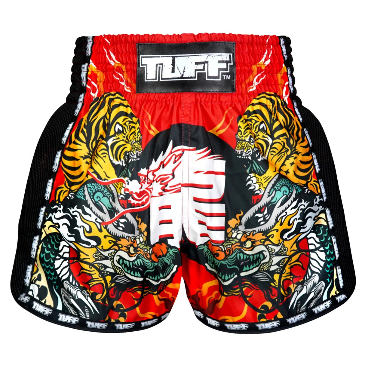 MSC113 TUFF Muaythai Shorts Retro Style Chinese Dragon and Tiger