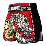MSC116 TUFF Muaythai Shorts Retro Style Red Chinese Dragon