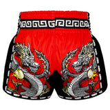MSC116 TUFF Muaythai Shorts Retro Style Red Chinese Dragon