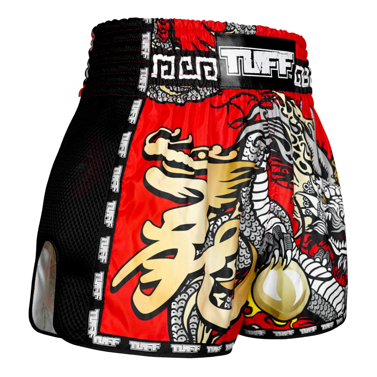 MSC116 TUFF Muaythai Shorts Retro Style Red Chinese Dragon