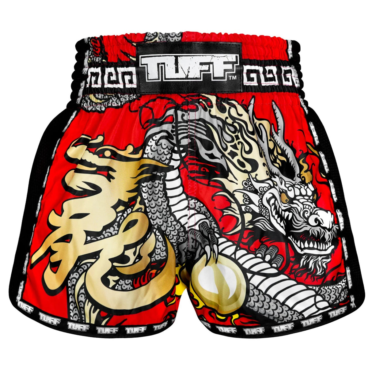 MSC116 TUFF Muaythai Shorts Retro Style Red Chinese Dragon