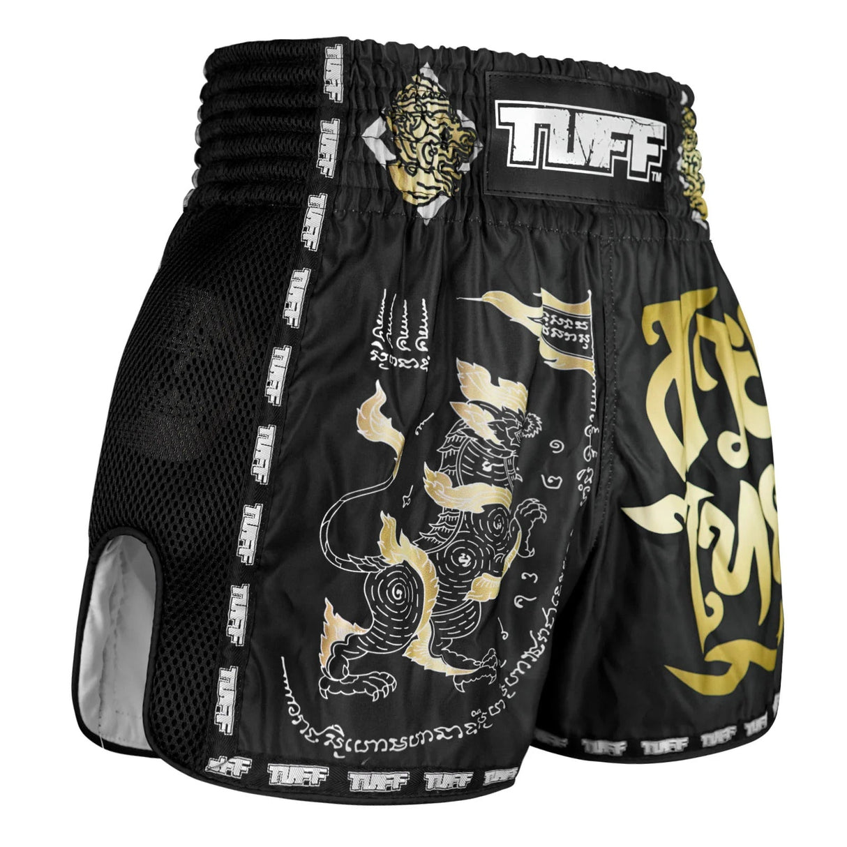 MSC117 TUFF Muaythai Shorts Retro Style Singha Yantra with War Flag
