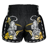 MSC120 TUFF Muaythai Shorts Retro Style Black Twin Tiger