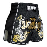 MSC120 TUFF Muaythai Shorts Retro Style Black Twin Tiger