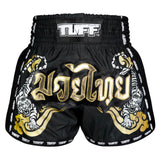 MSC120 TUFF Muaythai Shorts Retro Style Black Twin Tiger