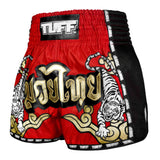 MSC122 TUFF Muaythai Shorts Retro Style Red Twin Tiger