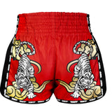 MSC122 TUFF Muaythai Shorts Retro Style Red Twin Tiger