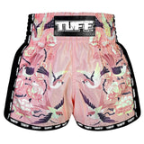 MSC123 TUFF Muaythai Shorts Retro Style Pink Birds With Roses