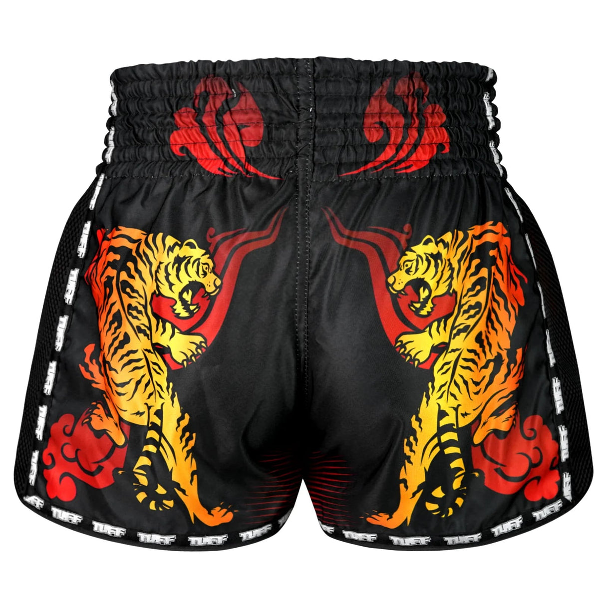 MSC125 TUFF Muaythai Shorts Retro Style Black Furious Tiger
