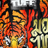 MSC125 TUFF Muaythai Shorts Retro Style Black Furious Tiger