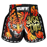 MSC125 TUFF Muaythai Shorts Retro Style Black Furious Tiger
