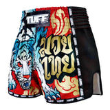 MSC126 TUFF Muaythai Shorts Retro Style Red Furious Tiger