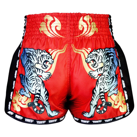 MSC126 TUFF Muaythai Shorts Retro Style Red Furious Tiger