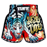 MSC126 TUFF Muaythai Shorts Retro Style Red Furious Tiger