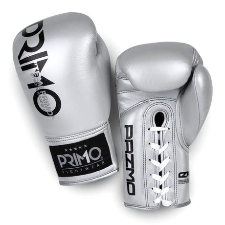 Primo Mamba Series Pro Lace-Up Boxing Gloves - Silver