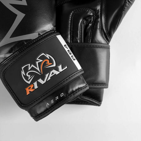 Wrist strap fastening on Rival RB4 Aero boxing gloves black