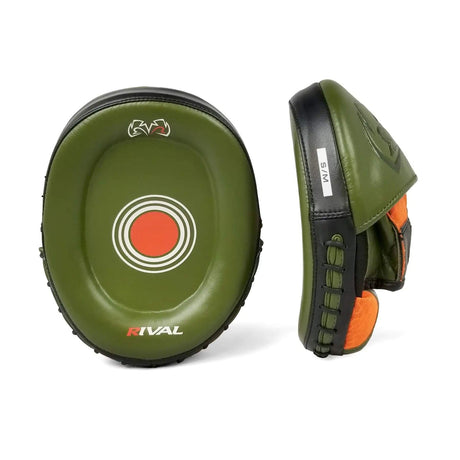Green Khaki RPM80 punch mitts navy side view showing padded wrist support