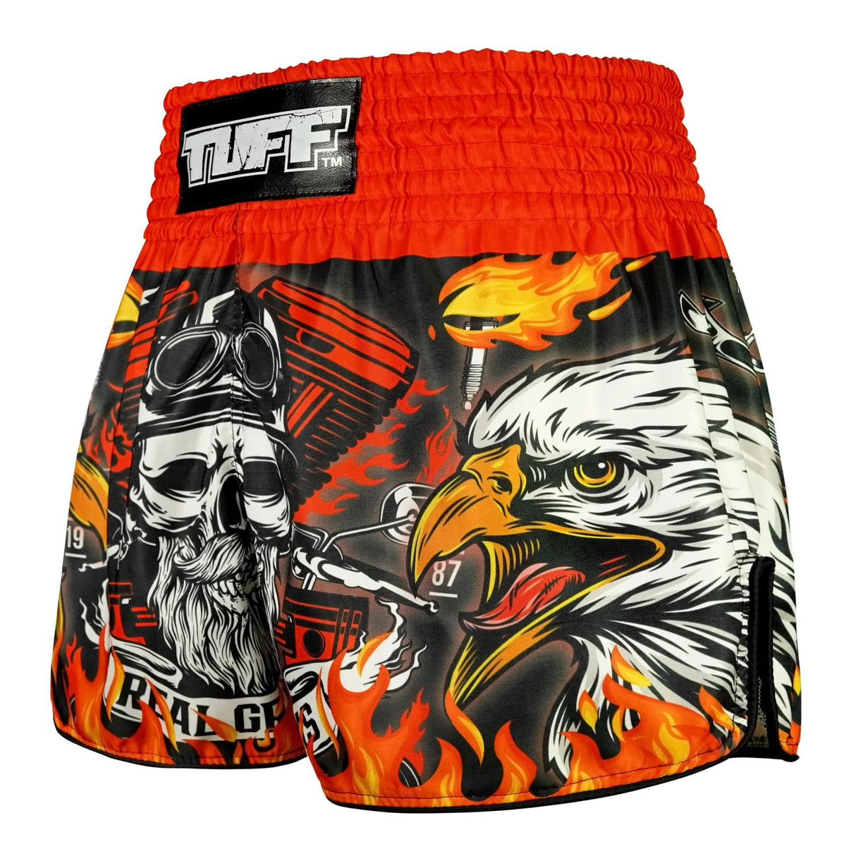 RMS108 TUFF High-Cut Retro Muaythai Shorts Graybeard and The Eagle