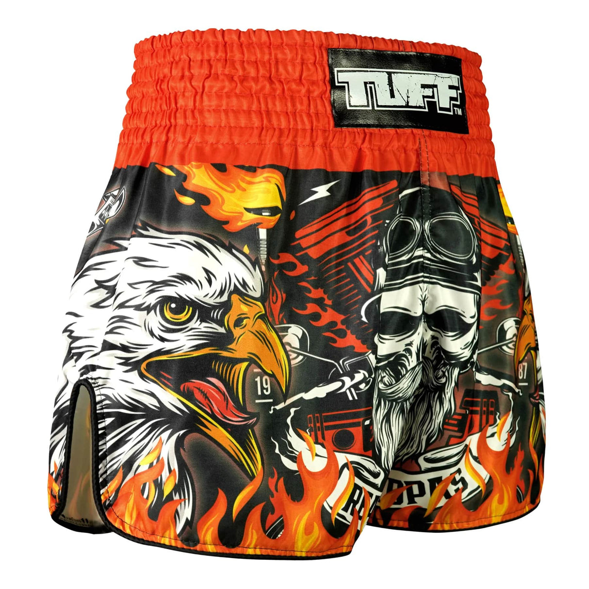 RMS108 TUFF High-Cut Retro Muaythai Shorts Graybeard and The Eagle