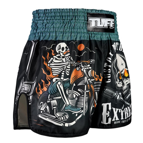 RMS109 TUFF High-Cut Retro Muaythai Shorts The Skull Rider