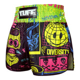 RMS119 TUFF High-Cut Retro Muaythai Shorts Neon Graffiti