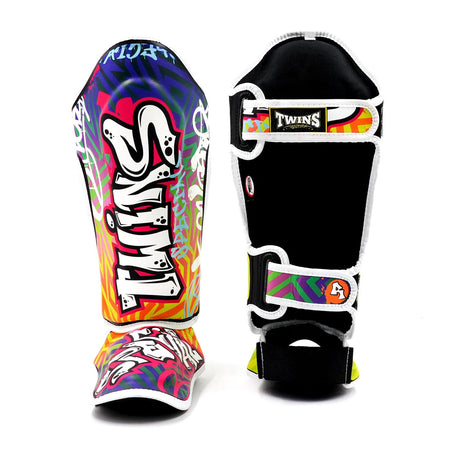 Twins Special FSGL10-68 Leather Shin Pads - Graffiti