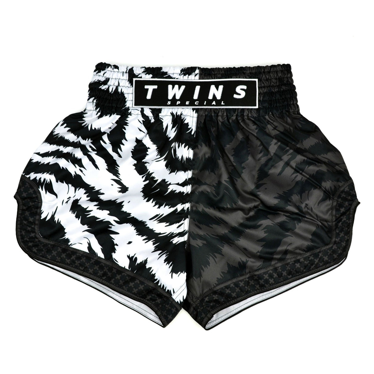 Twins Special Muaythai Shorts - JUNGLE Black-White