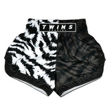 Twins Special Muaythai Shorts - JUNGLE Black-White